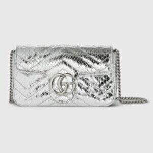 Gucci GG Marmont Python Super Bag Silver